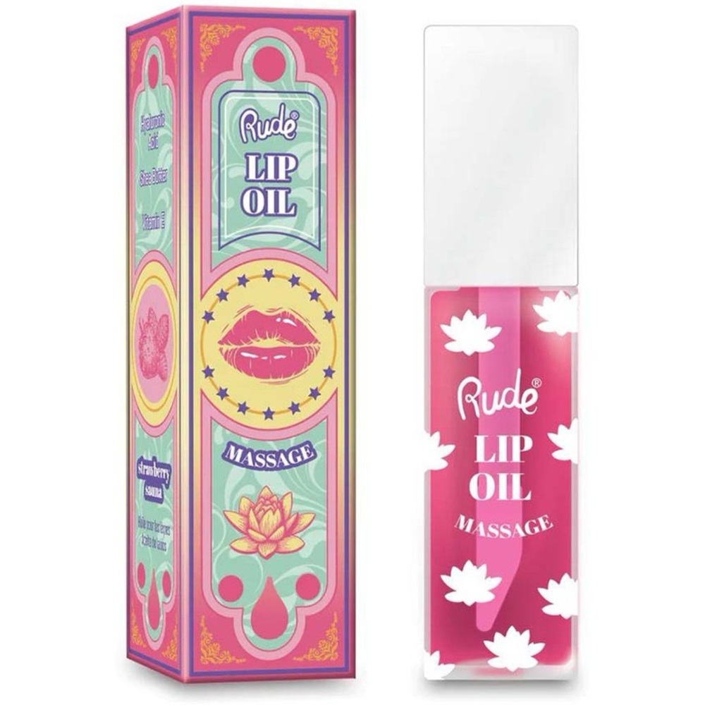 Rude Cosmetics Strawberry Sauna Lip Oil Massage- vegan, sheer pink, hydrating